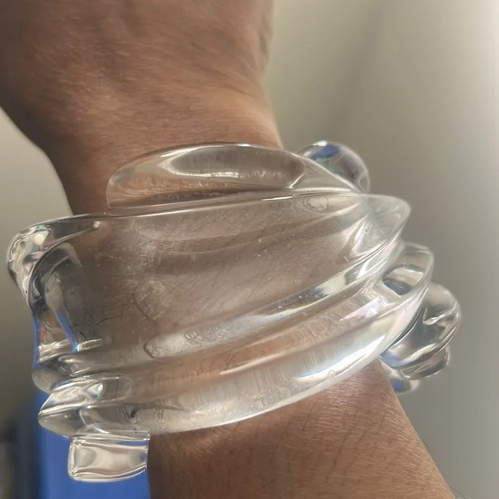 Vintage Mid-Century Modern Chunky Lucite Swirl Cuff Bracelet